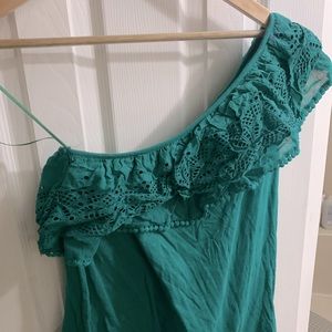 Anthropologie One Shoulder Embroidered Top Size S